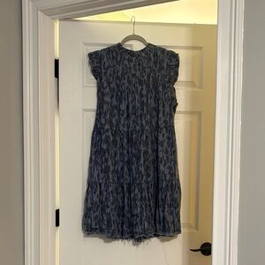 Anthropologie Blue Patterned Sleeveless Dress